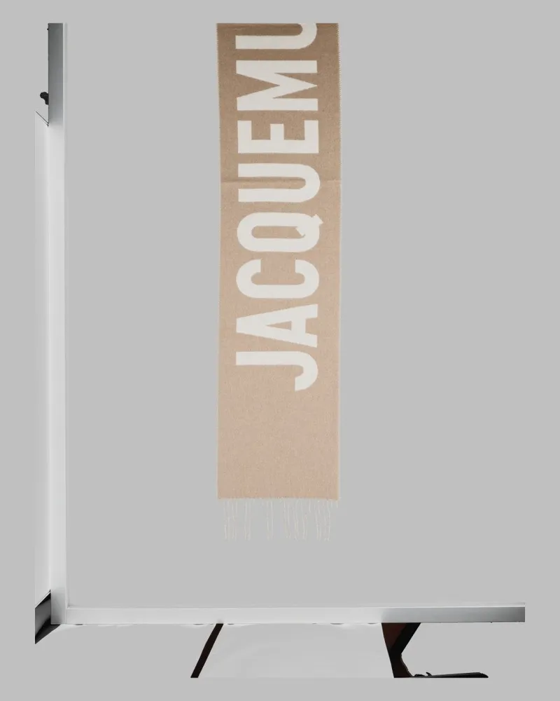 Jacquemus Virgin Wool Logo Scarf — Gray Gray
