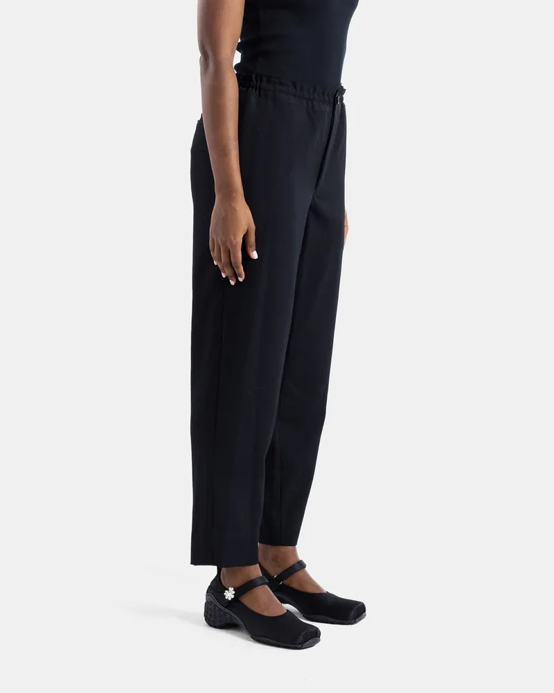 Comme des Garçons Women's Straight Black Trousers With Gathered Waist Black