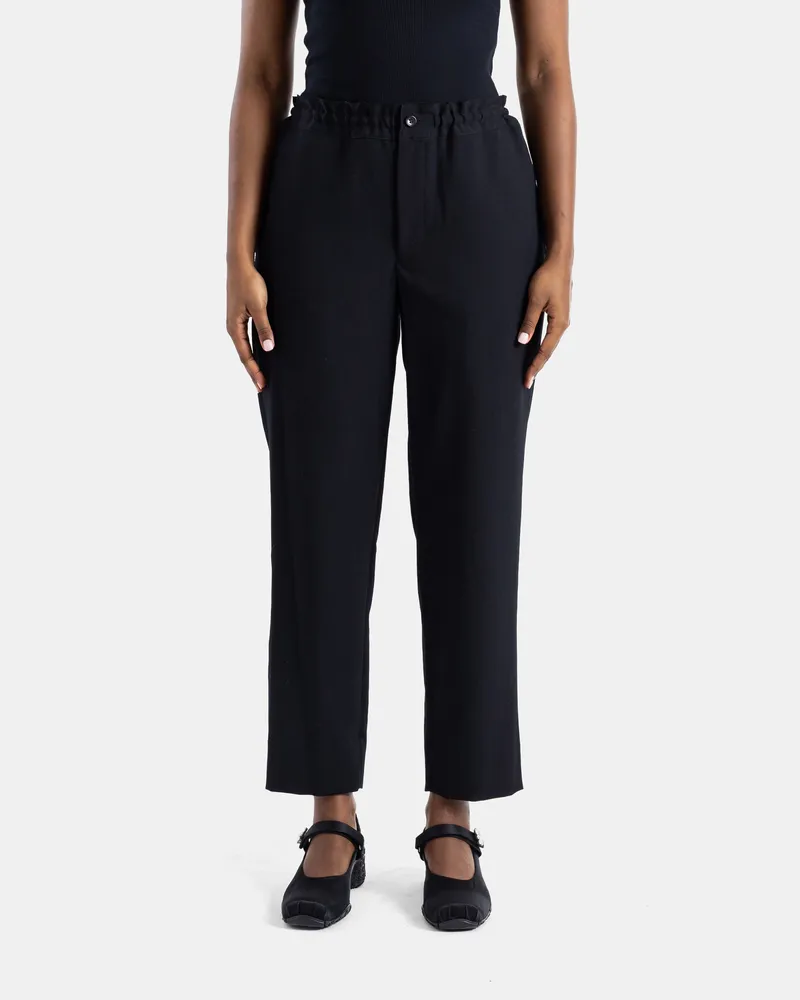 Comme des Garçons Women's Straight Black Trousers With Gathered Waist Black