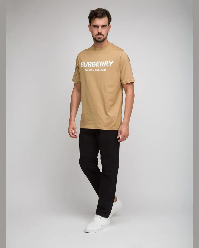 Burberry Logo-Print Cotton T-Shirt — Beige Beige