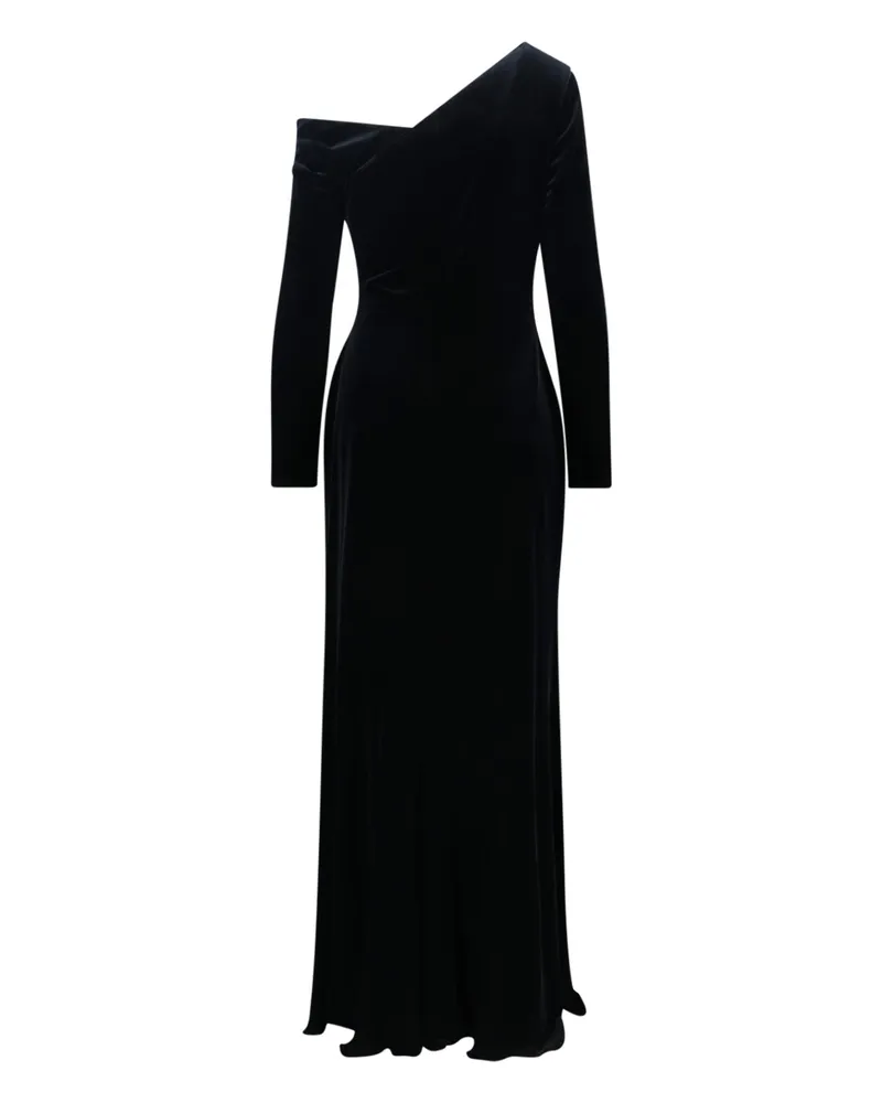 Ralph Lauren Women's Velvet Asymmetric One-Shoulder Gown Black Polyester Elastane Base Black