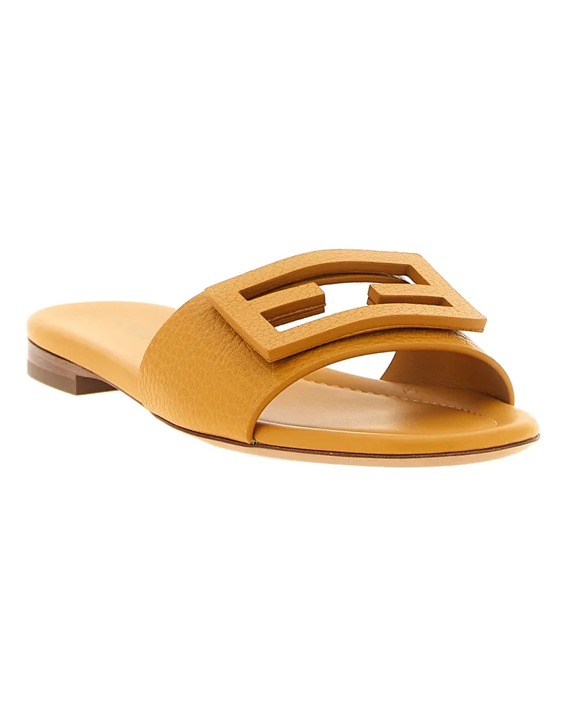 Fendi FF Tube Logo Slides — Yellow Yellow