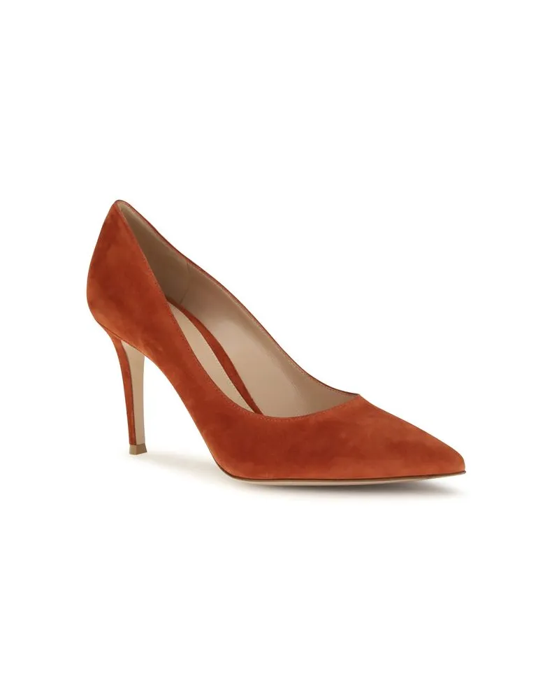 Gianvito Rossi Suede Stiletto Pump — Red Red