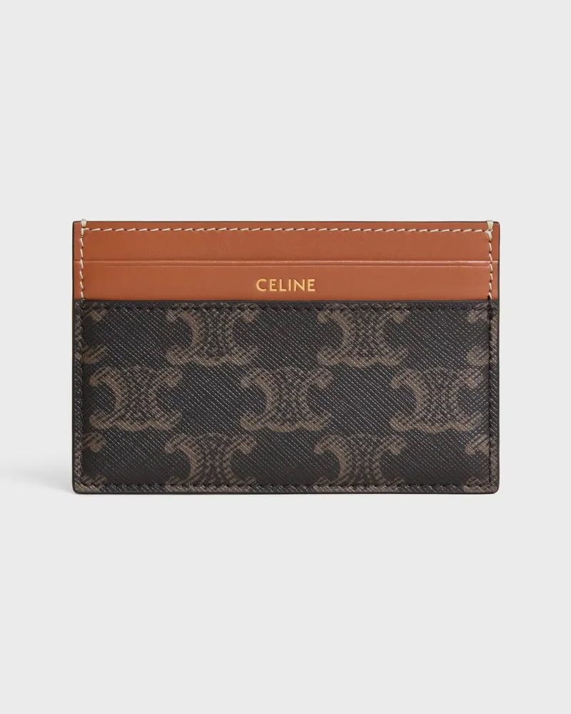 Celine Logo-Stamped Monogram Card Case — Brown Brown