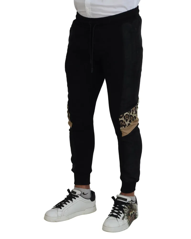 Dolce & Gabbana Black Polyester Skinny Jogger Men Pants Black