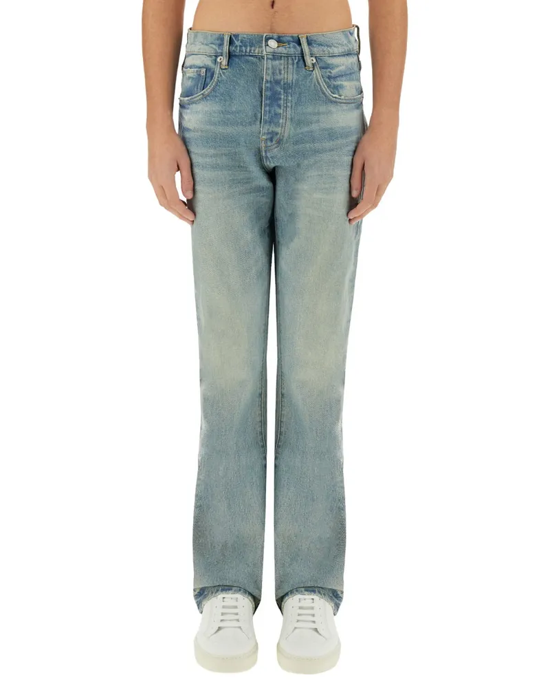 PURPLE BRAND Coated Flare Jeans — Blue Blue