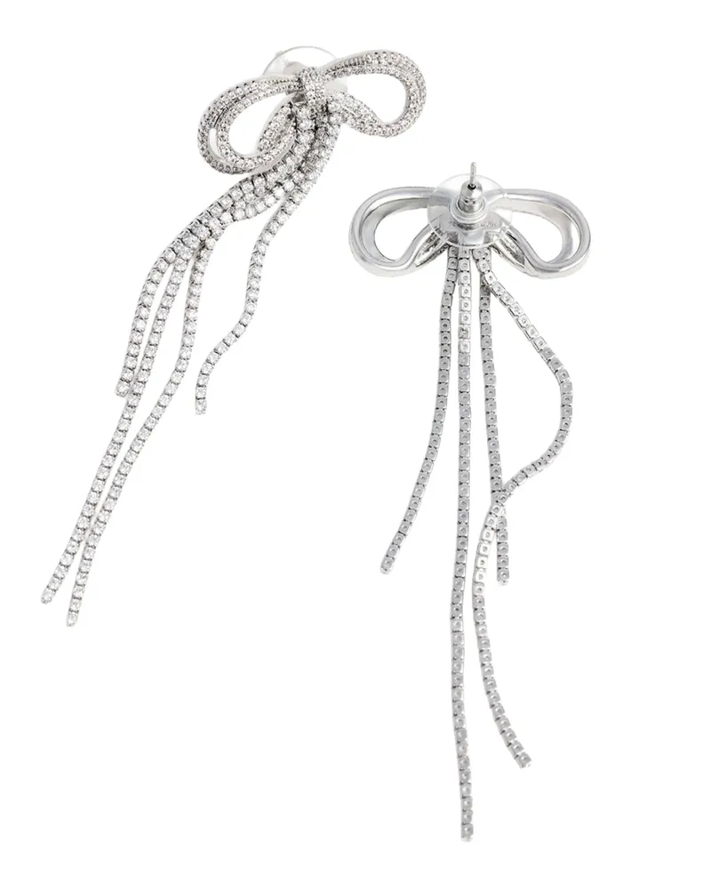 Self-Portrait Women's Earrings Double Crystal Bow Silver Crystal-Silver Brass Crystal/silver Silver