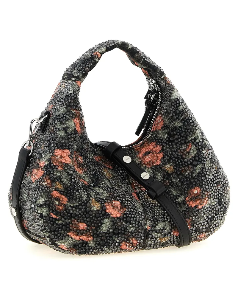 Ganni Beaded Floral Mini Bag — Black Black