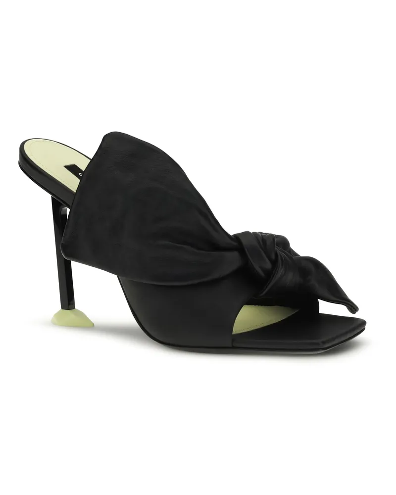 Givenchy Women's Heeled Mules Boudoir Black Shearling Lamb Leather Sandal Black