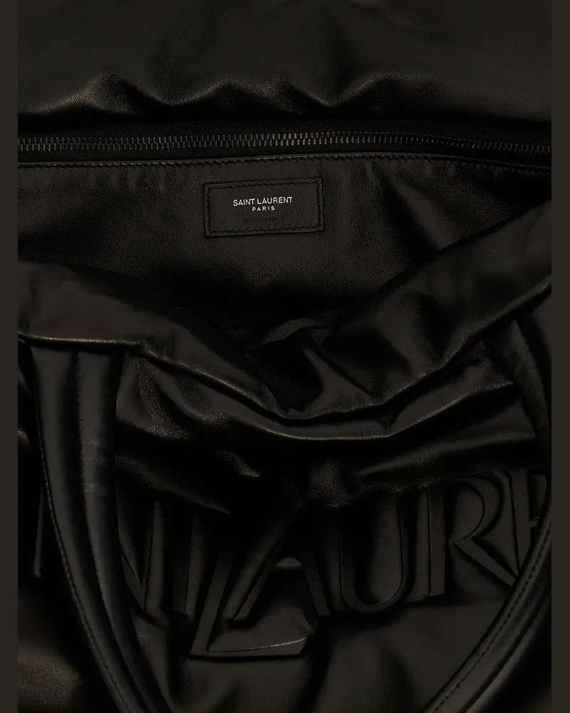 Saint Laurent Embossed Logo Tote Bag — Black Black