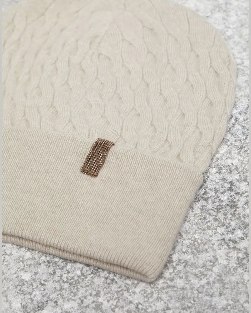 Brunello Cucinelli Womens Beige Cable Knit Hat Accessories & Slg Beige