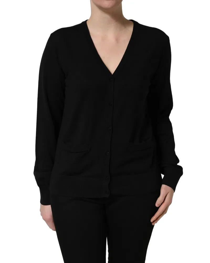 Dolce & Gabbana Women's Virgin Wool Button-Front Cardigan Black Black