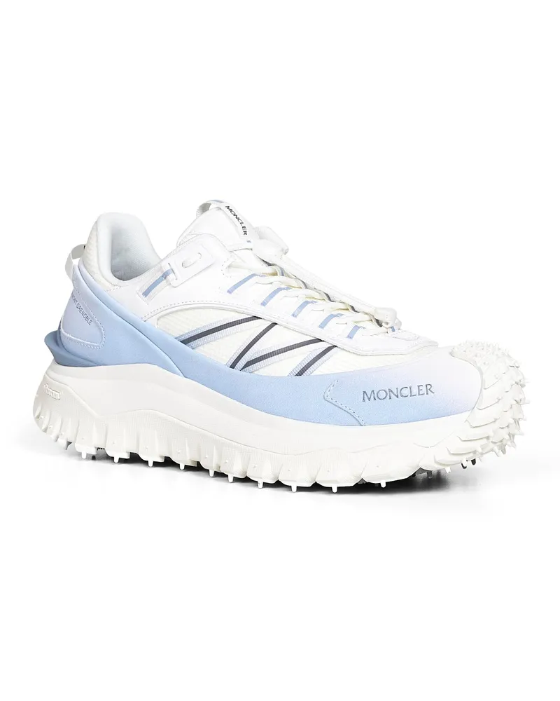 Moncler Men's Sneakers Blue-White Multicolour Cotton Trainers White