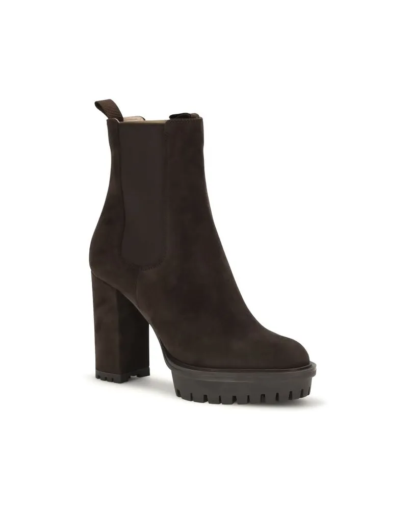 Gianvito Rossi Women's Brown Calf Leather Bos Taurus Ankle Boots Black