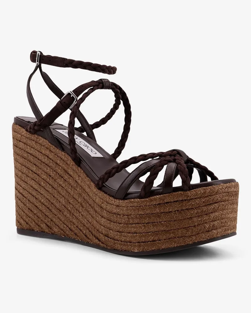 Jimmy Choo Women's Leather And Raffia Sandals Brown Leather-Raffia Leather/raffia Brown