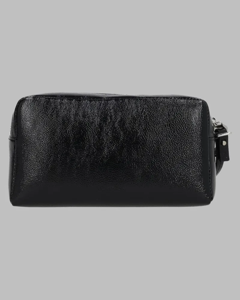 Courrèges Women's Beauty Case Ac Naplack Black Leather Varnished Cow Clutch Bags Black