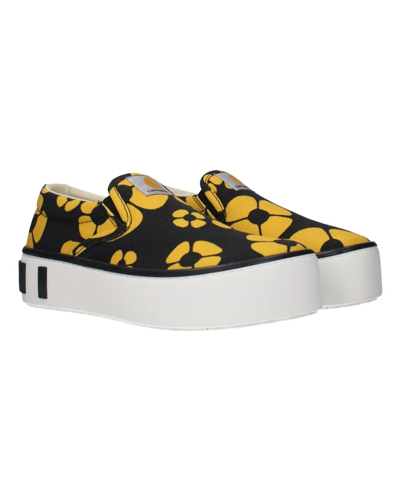Marni Women's Blue Fabric Slip-On Loafers Yellow