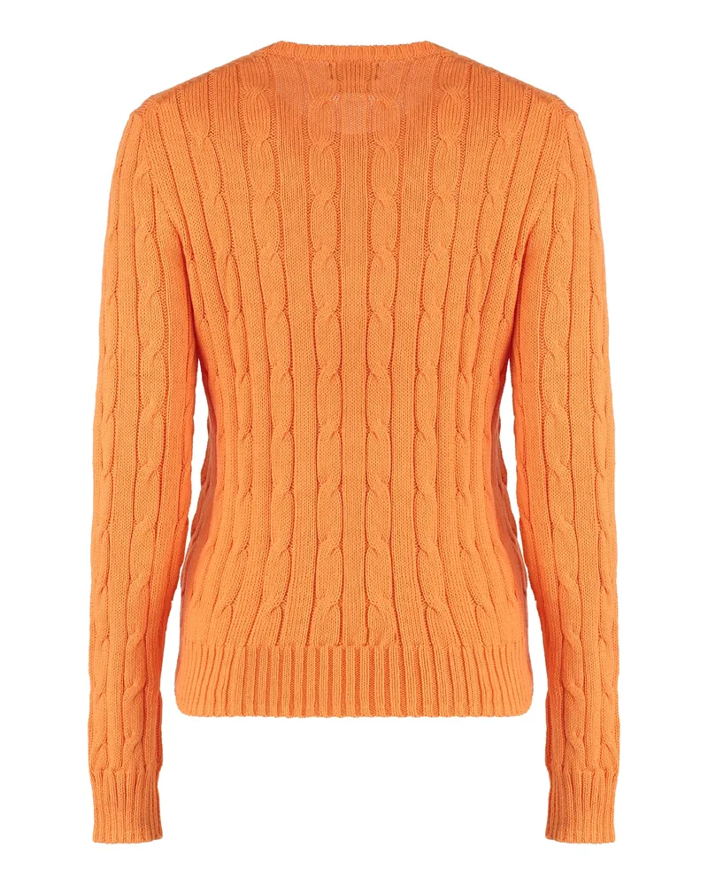 Ralph Lauren Cable Knit Cotton Sweater — Orange Orange