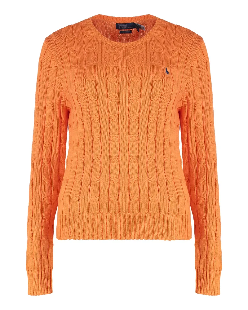Ralph Lauren Cable Knit Cotton Sweater — Orange Orange