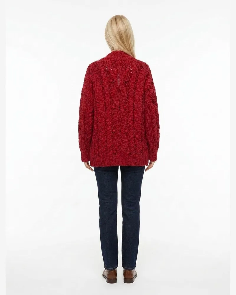 Dolce & Gabbana Women's Bordeaux Virgin Wool Cardigan Clothing Red