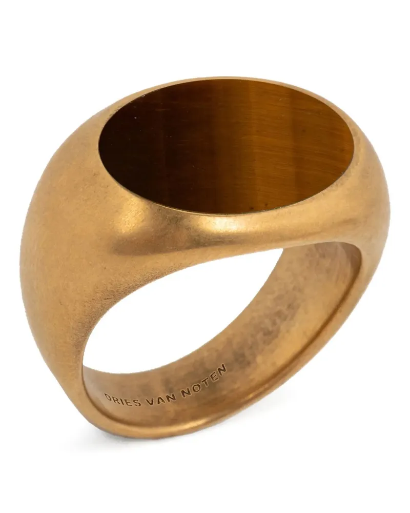 Dries van Noten Stone Signet Ring — Gold Gold