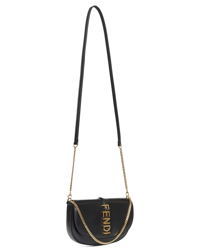 Fendi Women's Black graphy Wallet On Chain Calf Leather Bag Black