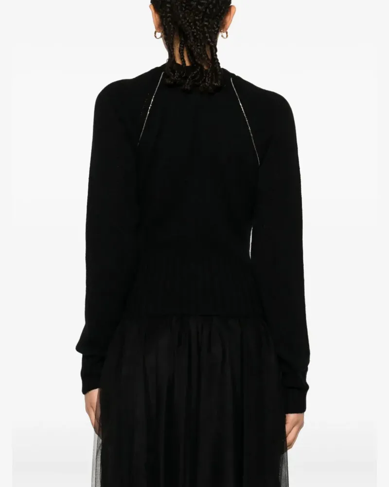 Fabiana Filippi Women's Raglan-Sleeves Trimmed Jumper Ss24 W Black