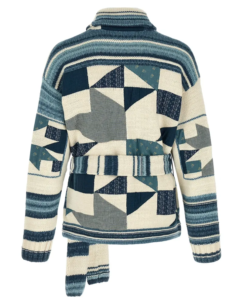Ralph Lauren Patchwork Quilted Cardigan — Teal Teal