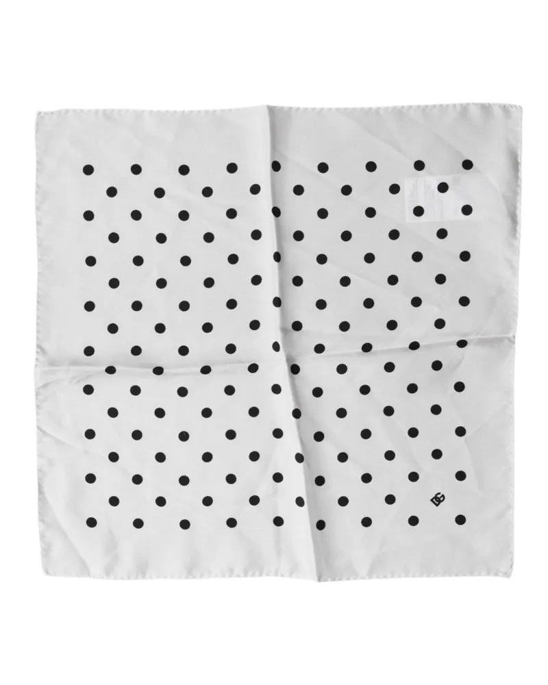 Dolce & Gabbana Men's White Polka Dot Square Handkerchief Scarf White