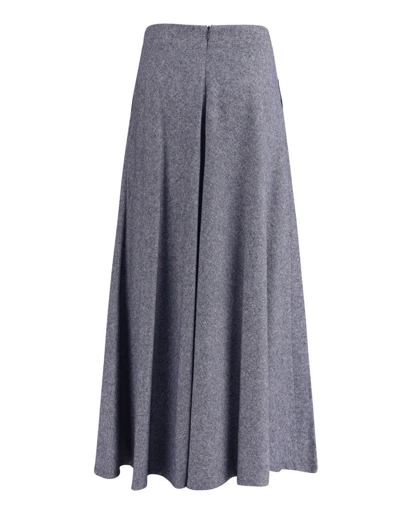 Sara Roka Women's Flared Midi Skir Denim Skirt Gray
