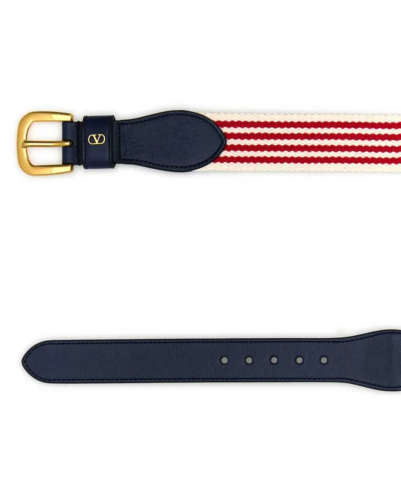 Valentino Garavani Men's Embroidered Fabric Belt Biancorossoworker Cinture Multicolor