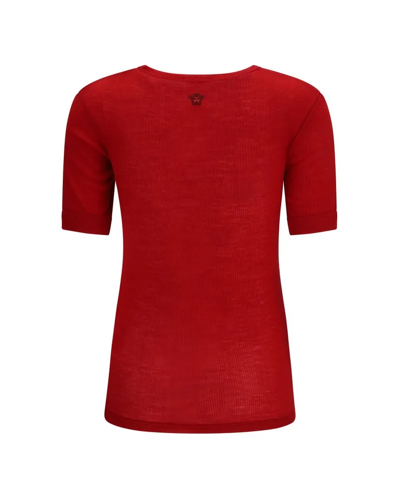 Versace Women's Multicolor Wool Oves Aries T-Shirt Red