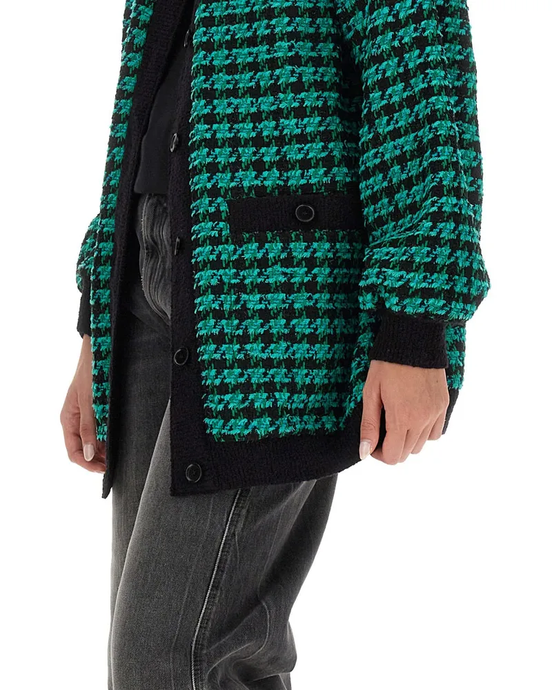 MSGM Houndstooth Tweed Jacket — Green Green
