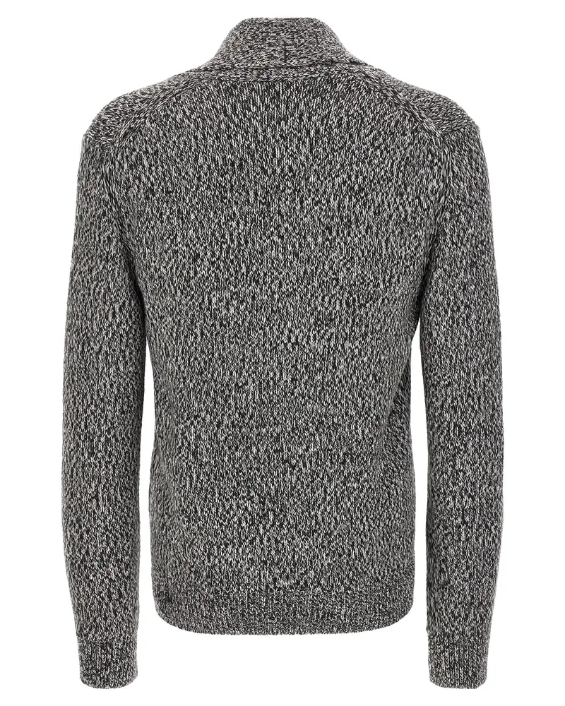 Brioni Virgin Wool Mouliné Shawl Collar Cardigan — Gray Gray