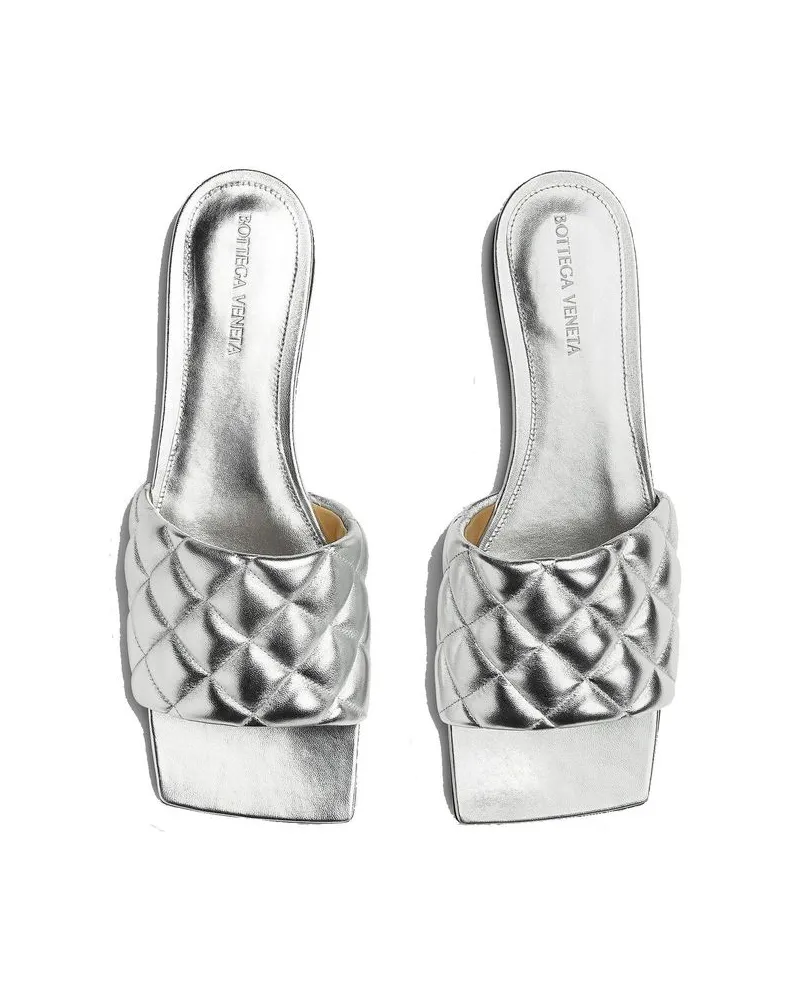 Bottega Veneta Women's Silver Calfskin Flat Sandals Silver