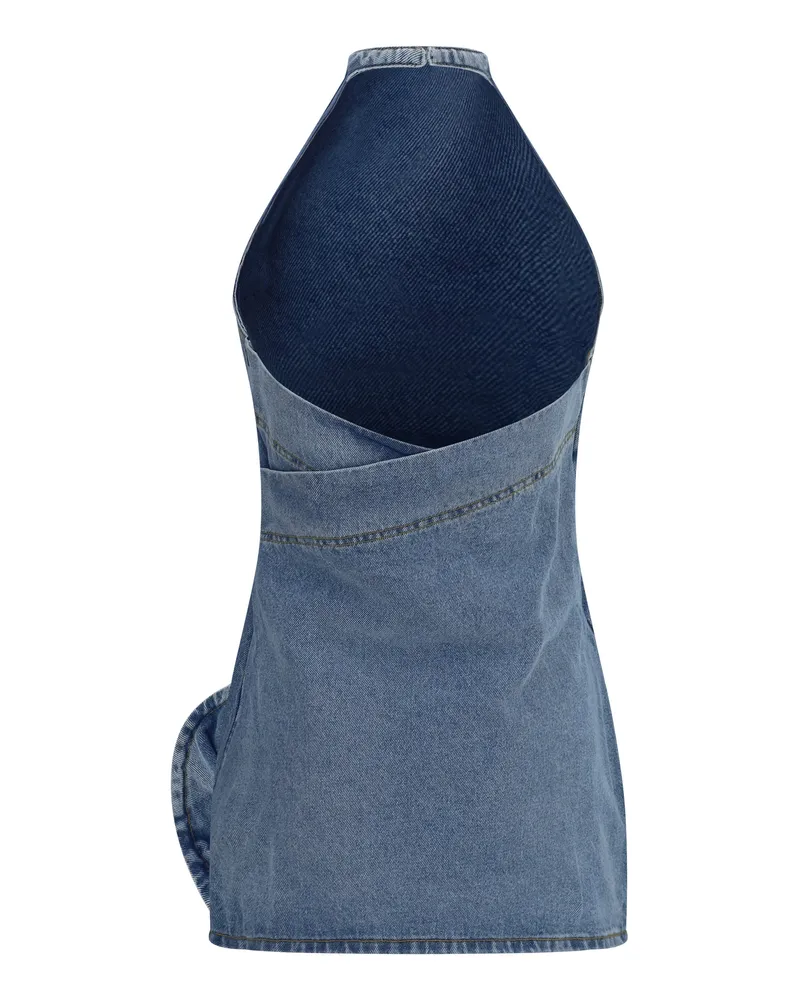 Magda Butrym Women's Halterneck Denim Mini Dress Light Blue Cotton Blue