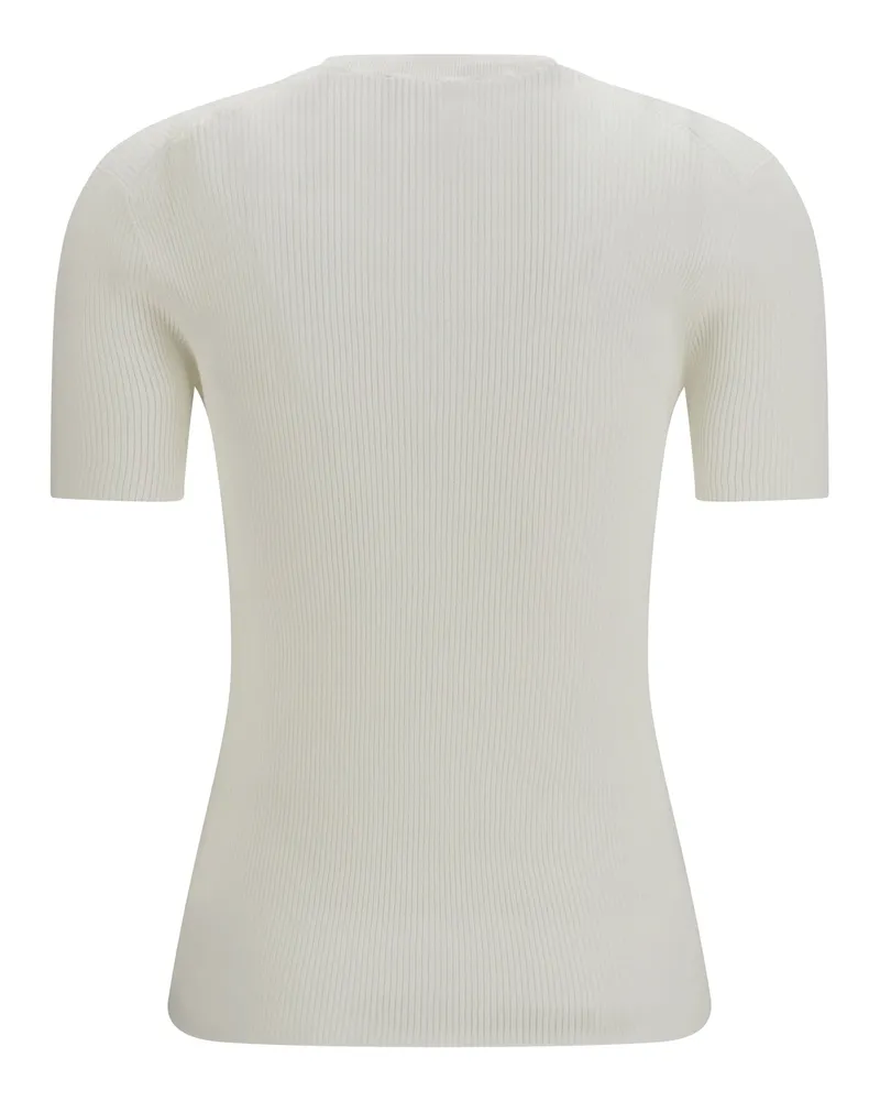 Fendi Women's Short-Sleeve Cotton Sweater Off White White