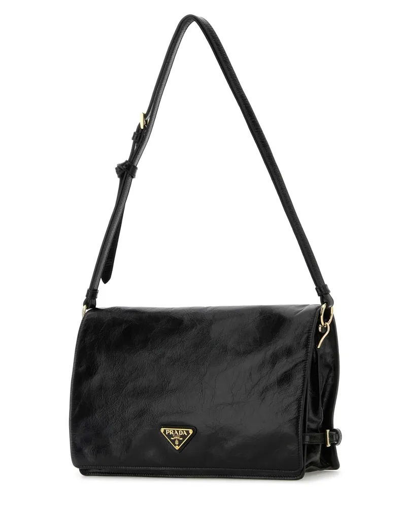 Prada Women's Black Leather Medium Shoulder Bag Nero Vitello Borse A Mano Black