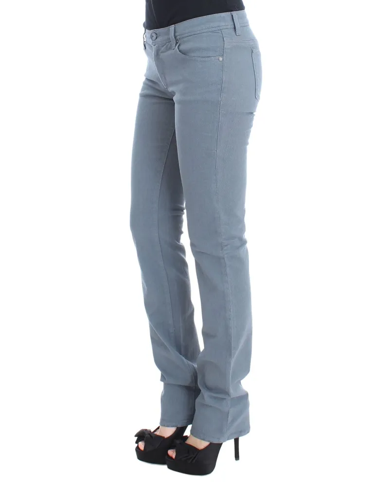 Ermanno Scervino Women's Blue Cotton Blend Slim Fit Bootcut Jeans Clothing Blue