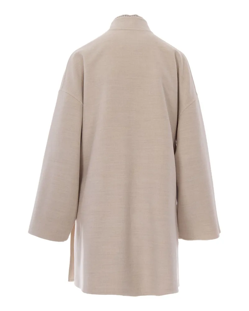 Fabiana Filippi Women's Caban Coat Double Di Lana Virgin Wool Casha Casha Beige