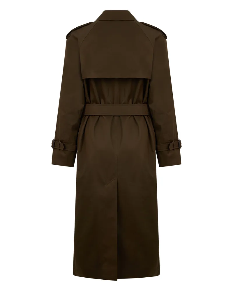 Burberry Women's Long Trench Coat Dark Brown Cotton & Raincoats Brown