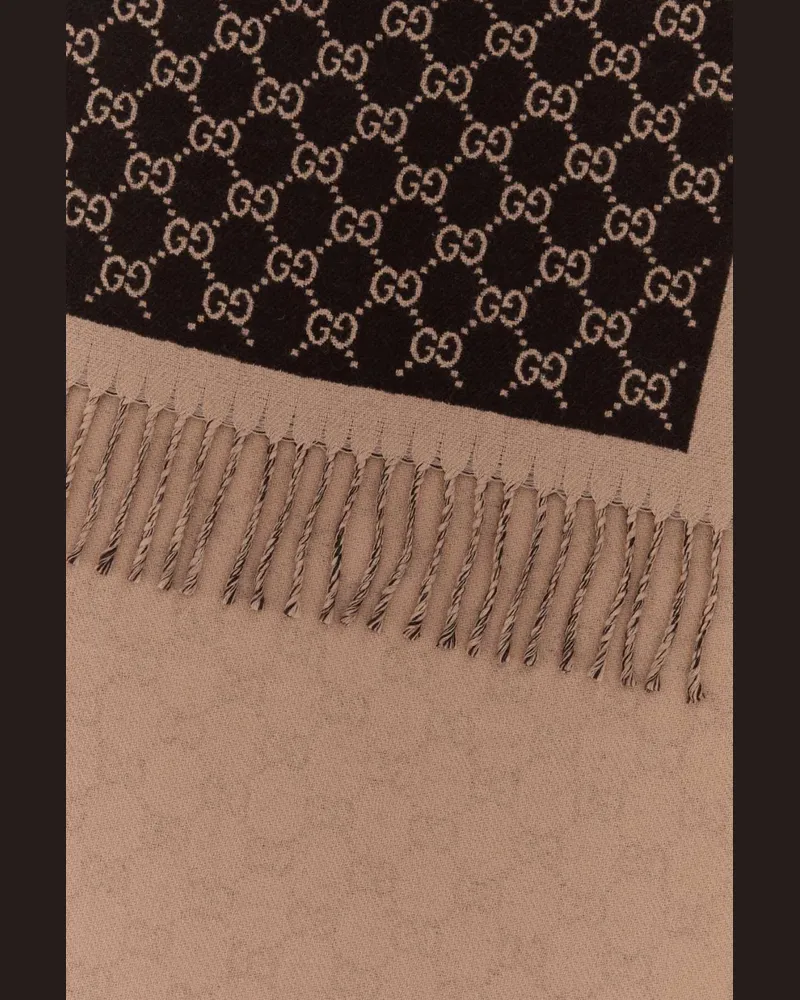 Gucci Women's Embroidered Wool Scarf Darkbrownpink Exterior: Sciarpe E Foulard Scarfs Black