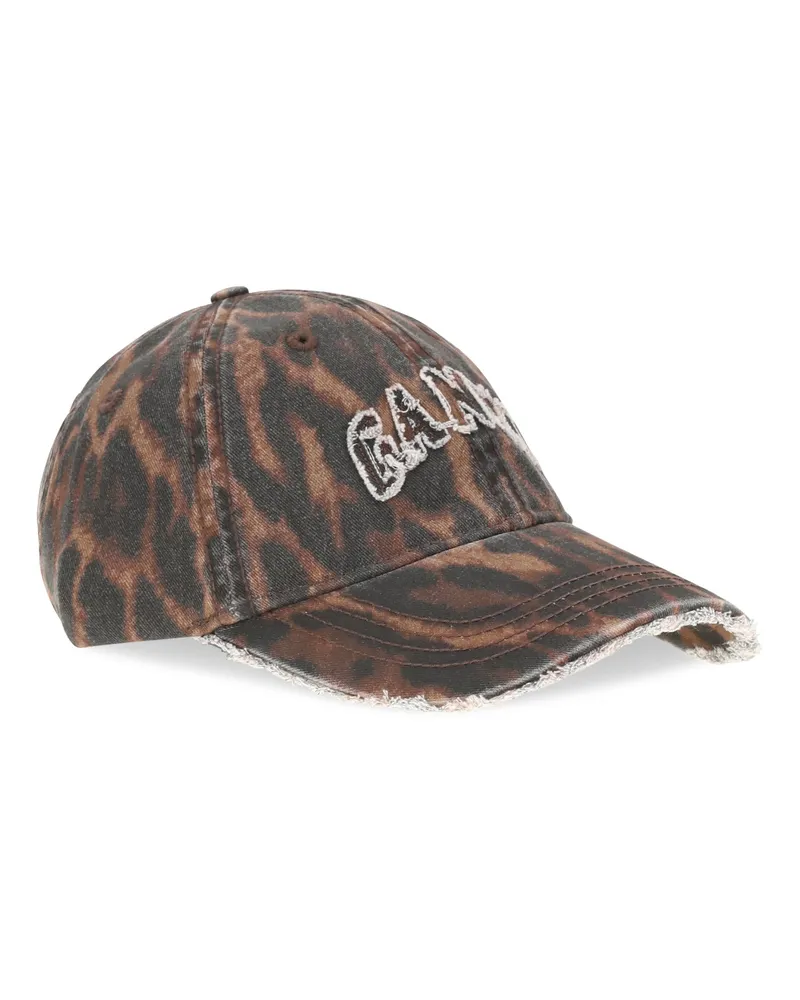 Ganni B3020268 Ocelot Leopard Print Baseball Cap — Brown Brown