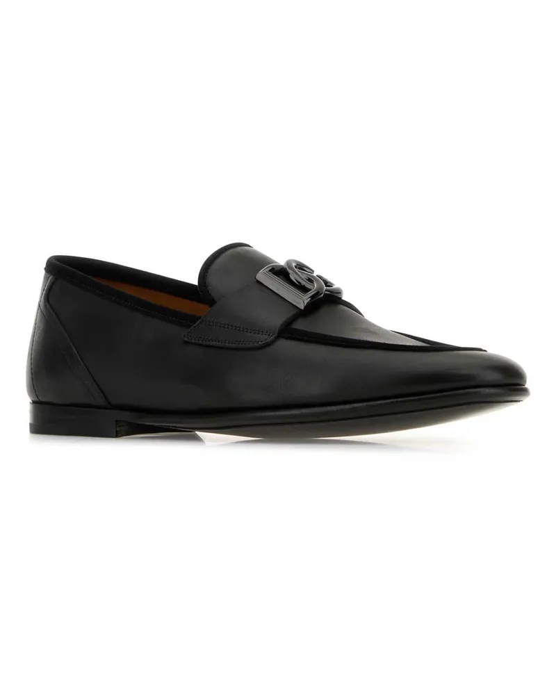 Dolce & Gabbana Men's Black Leather Erice Loafers Nero Mocassini Black