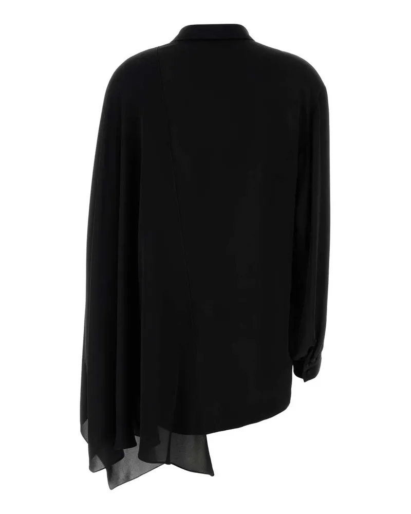 Balenciaga Women's Black Georgette Blouse Exterior: Silk Maglie Black
