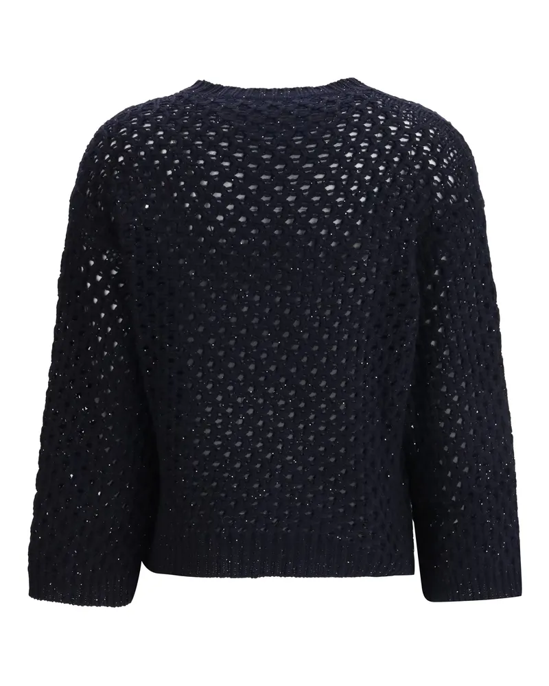 Fabiana Filippi Women's Jumper Crafted From Platinum Yarn With Micro Sequins Blu Notte Sweater Navy