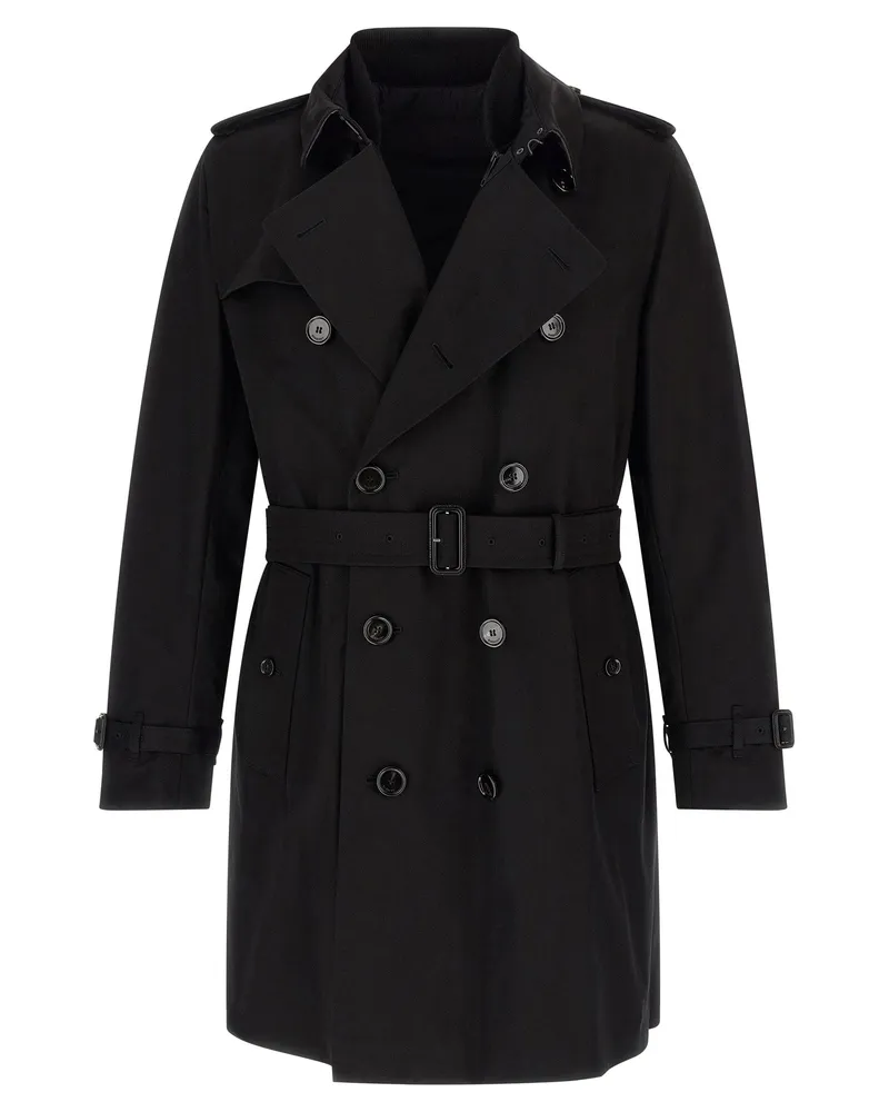 Burberry 2-in-1 with Removable Quilted Vest Trench Coat — Black Black