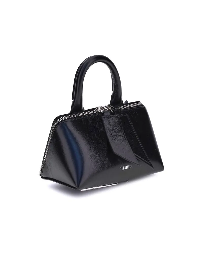 ATTICO Women's Black Calf Leather Bos Taurus Shoulder Bag Black
