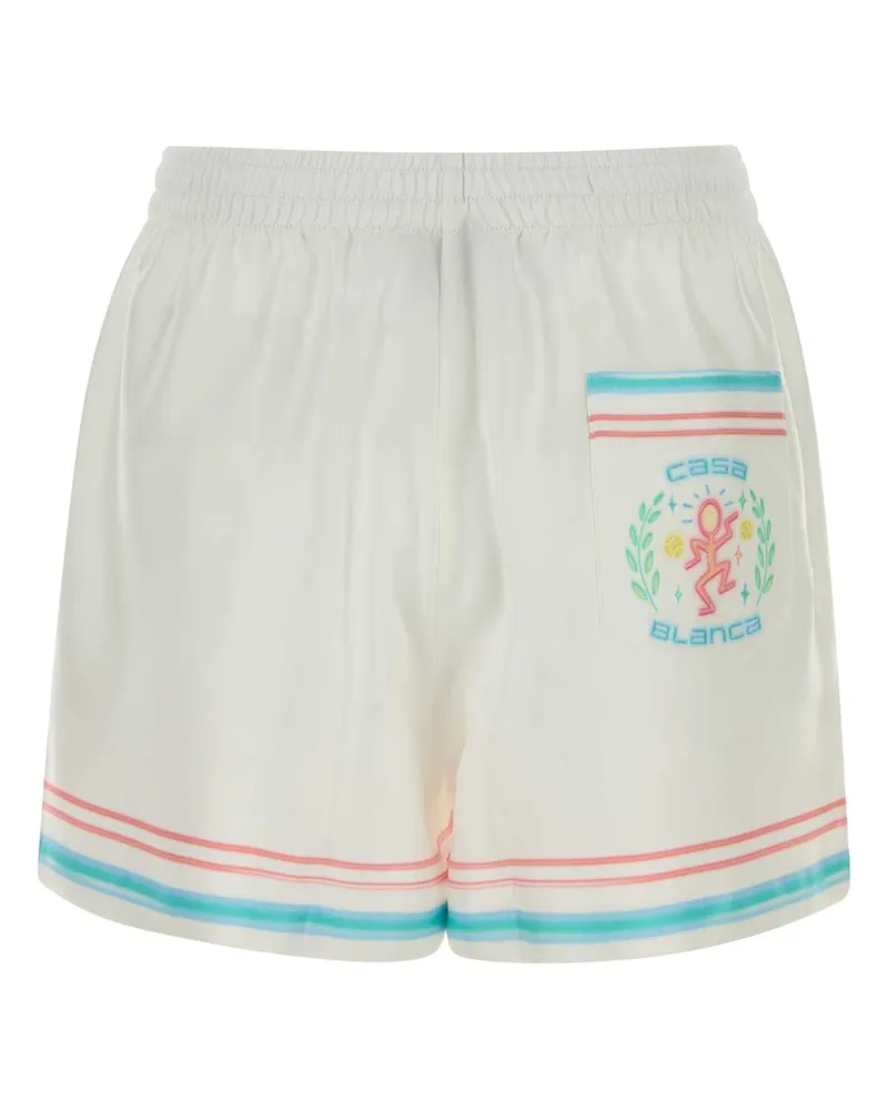 Casablanca Paris Women's White Silk Shorts Dancejoy Exterior White