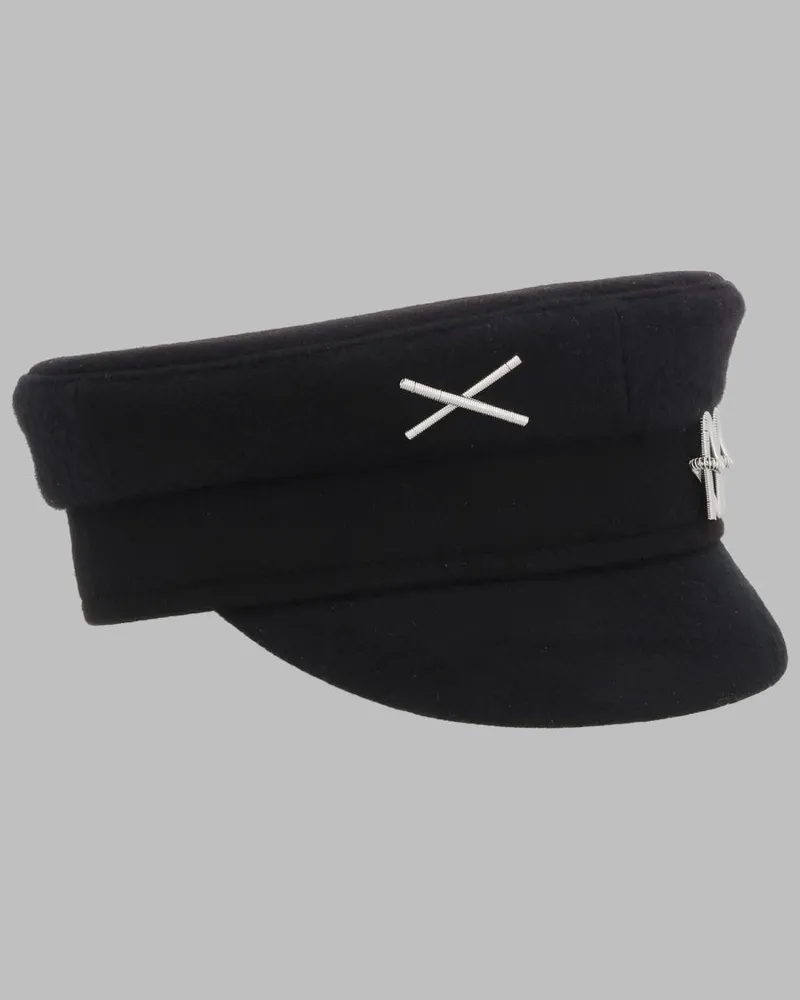 RUSLAN BAGINSKIY KPC033PF26_WTSRBBLACK Wool Flat Cap — Black Black